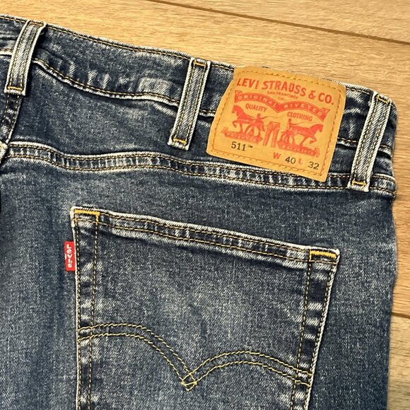Men's Levis 511 Slim Fit Stretch Denim Jeans Size 40x32 Blue Modern Red Tab - Picture 10 of 13